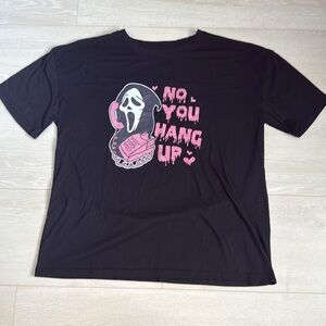 Scream Valentine’s Day Ghostface Black and Pink Graphic Short Sleeve Tee